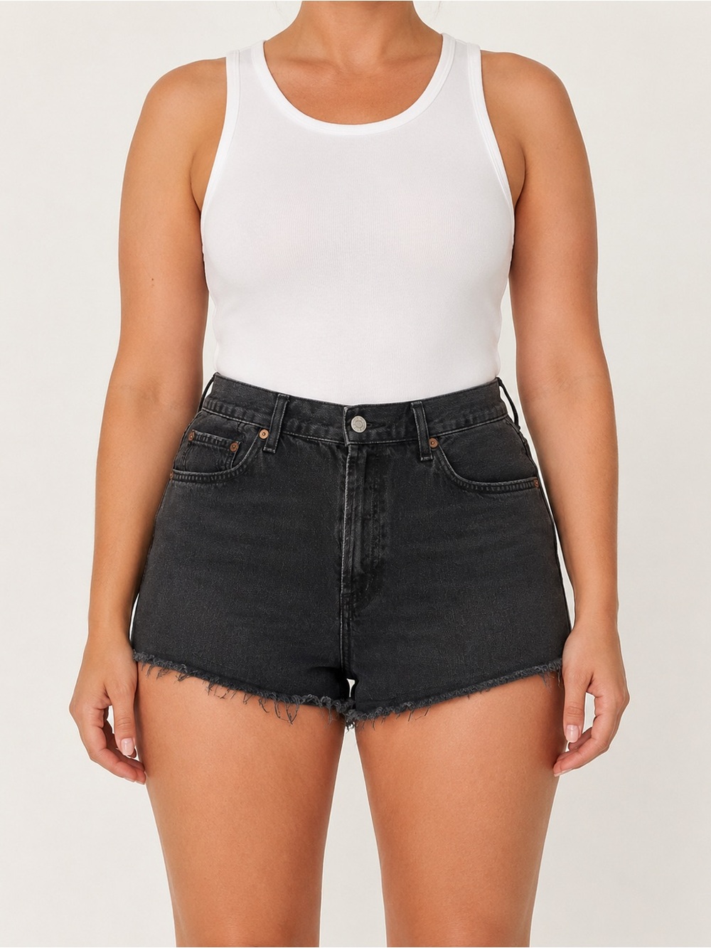 AGOLDE Parker Vintage Cut Off Crash Black Denim Shorts Size 32
